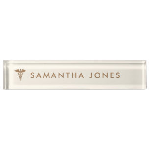 Minimalist Modern Cream doctor Desk Name Plate