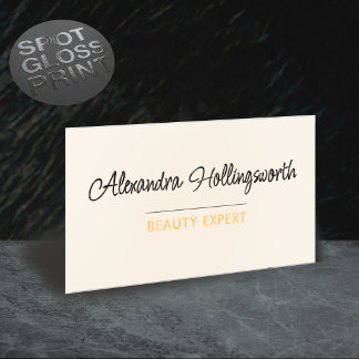 Minimalist Modern Cream Orange QR Code Beauty Raised Spot UV Business Card