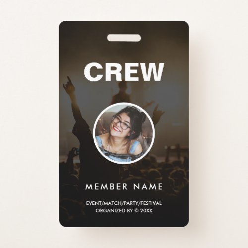 Minimalist Modern Crew Staff Round Photo QR Badge