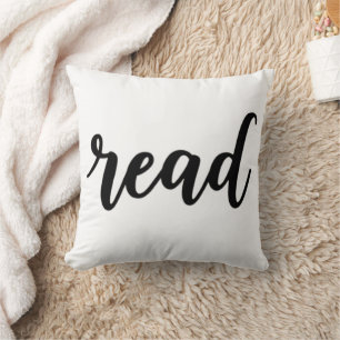 Minimalist Modern Cursive "read" Calligraphy Throw Pillow