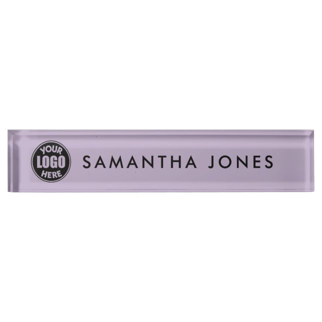 Minimalist Modern Custom Business Logo Employee Desk Name Plate (Front)