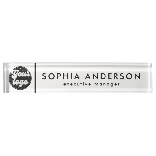 Minimalist Modern Custom Business Logo Employee Desk Name Plate