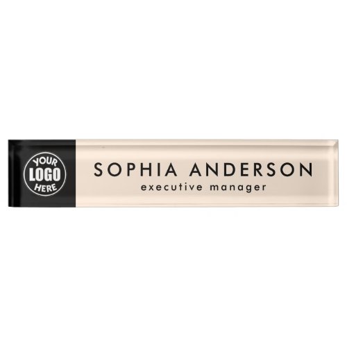 Minimalist Modern Custom Business Logo Employee Desk Name Plate