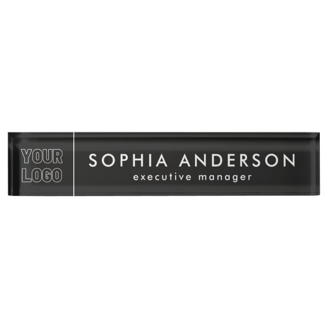 Minimalist Modern Custom Business Logo Employee Desk Name Plate (Front)
