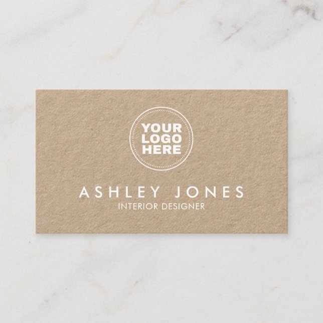 Minimalist Modern Custom Logo Kraft Business Card (Front)
