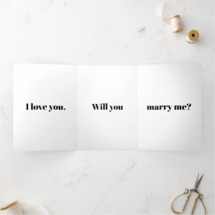 Minimalist modern custom marriage proposal Tri-Fold card