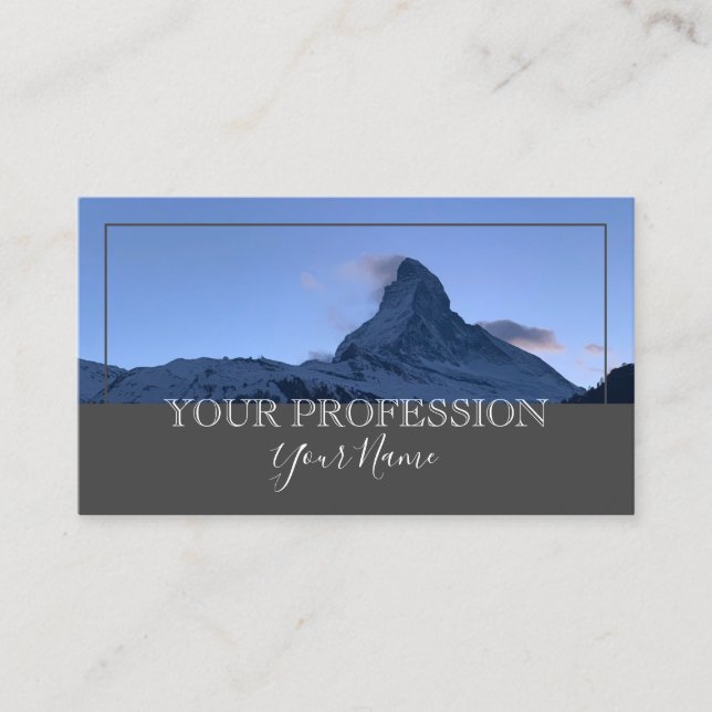 Minimalist modern Custom Mountain Photo Dark Grey Business Card (Front)