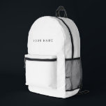 Minimalist Modern Custom Name, Text, Photo Printed Backpack<br><div class="desc">Personalized Trendy backpack featuring modern custom text. Add your own photo,  illustration or any graphic design element,  or leave this elegant and minimal aesthetic. Any font,  any color,  no minimum.</div>