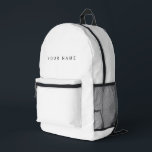 Minimalist Modern Custom Name, Text, Photo Printed Backpack<br><div class="desc">Personalized Trendy backpack featuring modern custom text. Add your own photo,  illustration or any graphic design element,  or leave this elegant and minimal aesthetic. Any font,  any color,  no minimum.</div>