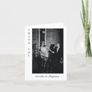 Minimalist Modern Custom Photo Wedding Folded Letterpress Thank You Card