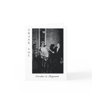 Minimalist Modern Custom Photo Wedding Folded Thank You Card