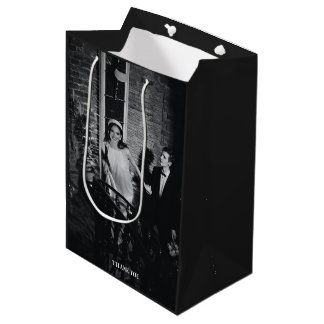 Minimalist Modern Custom Photo Wedding Thank You Medium Gift Bag