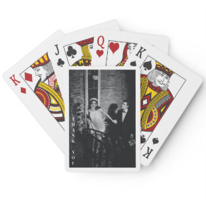 Minimalist Modern Custom Photo Wedding Thank You Poker Cards
