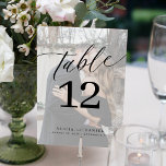 Minimalist modern custom photo white wedding table number