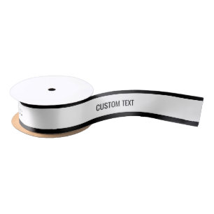 Minimalist Modern Custom Text Elegant Black White Satin Ribbon