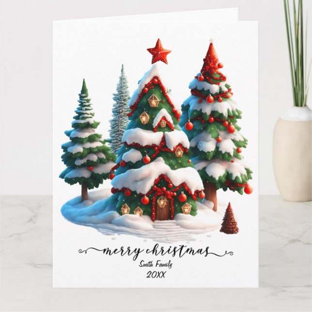Minimalist Modern Customized Merry Christmas Card  (Front)