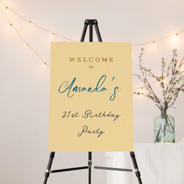 Minimalist Modern Cute Birthday Party Beige Foam Board (In Situ (Stand))