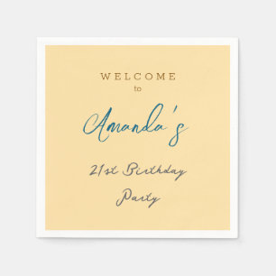 Minimalist Modern Cute Birthday Party Beige Napkins