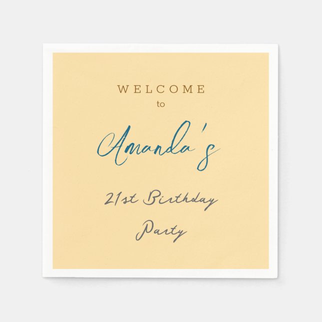 Minimalist Modern Cute Birthday Party Beige Napkins (Front)