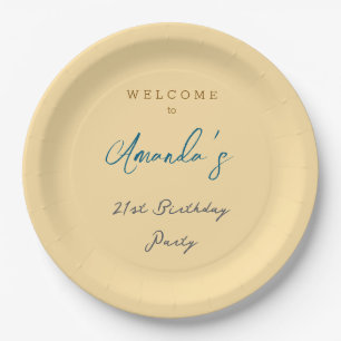 Minimalist Modern Cute Birthday Party Beige Paper Plates