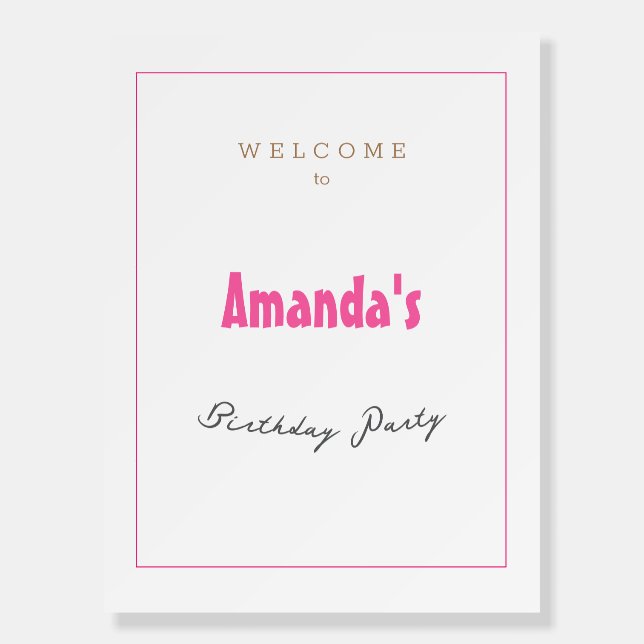 Minimalist Modern Cute Birthday Party Foam Board (Front)