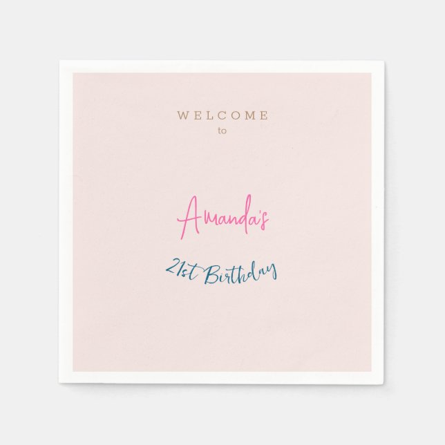 Minimalist Modern Cute Birthday Party Napkins (Front)