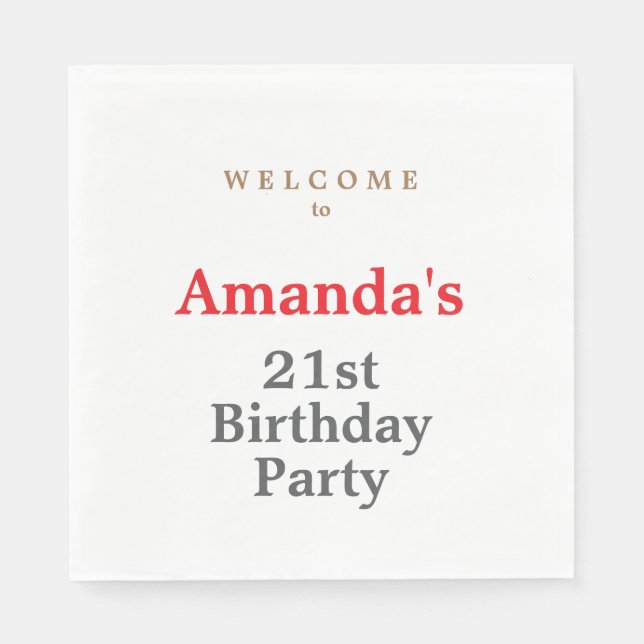Minimalist Modern Cute Birthday Party Napkins (Front)