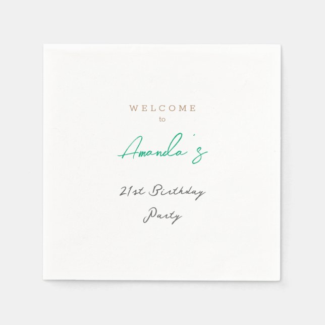 Minimalist Modern Cute Birthday Party Napkins (Front)