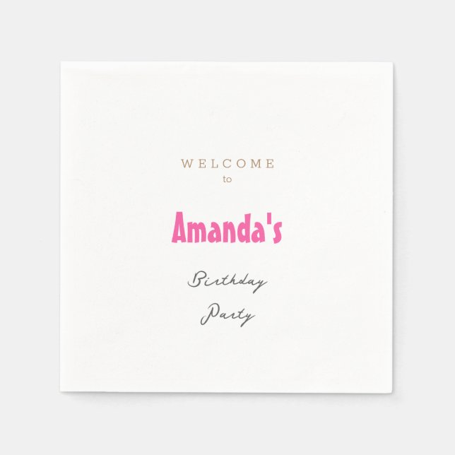 Minimalist Modern Cute Birthday Party Napkins (Front)