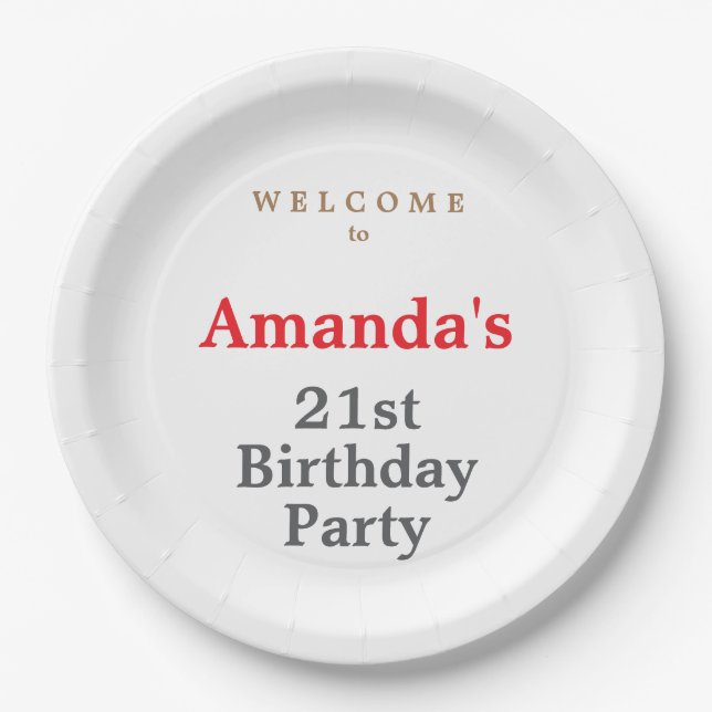 Minimalist Modern Cute Birthday Party Paper Plates (Front)