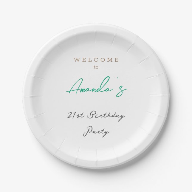 Minimalist Modern Cute Birthday Party Paper Plates (Front)