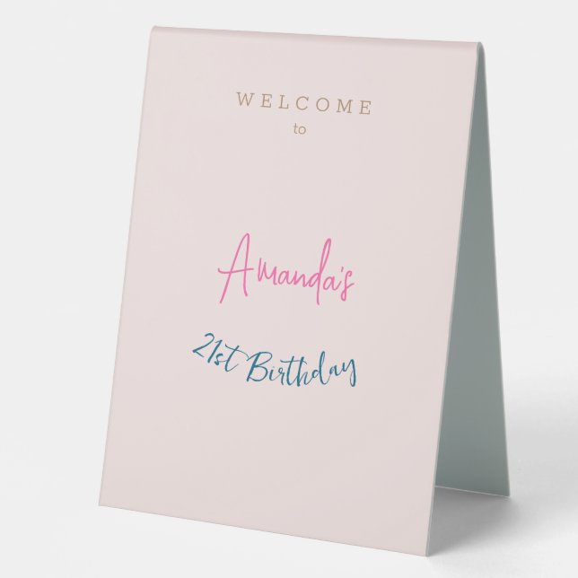 Minimalist Modern Cute Birthday Party Table Tent (Front)