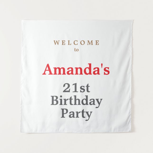 Minimalist Modern Cute Birthday Party Tapestry (Front)