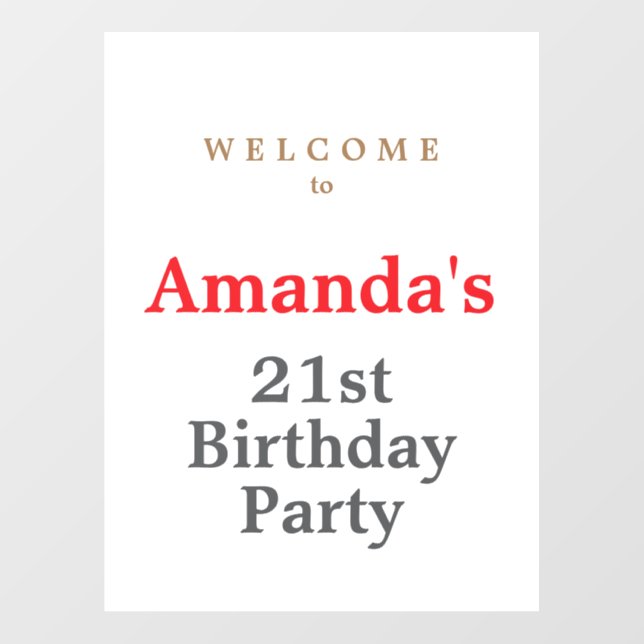 Minimalist Modern Cute Birthday Party Wall Decal (Front)