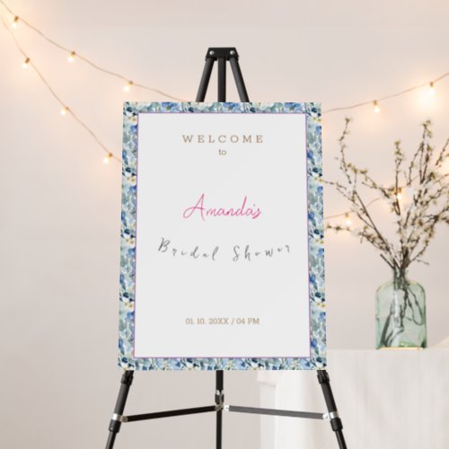 Minimalist Modern Cute Bridal Shower Blue Floral Foam Board