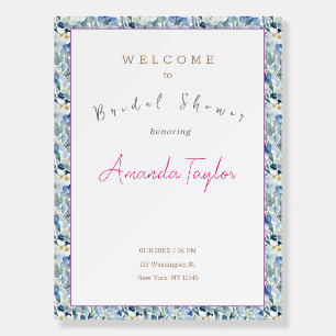Minimalist Modern Cute Bridal Shower Blue Floral Foam Board