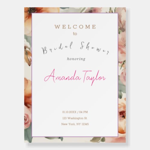 Minimalist Modern Cute Bridal Shower Floral Foam Board