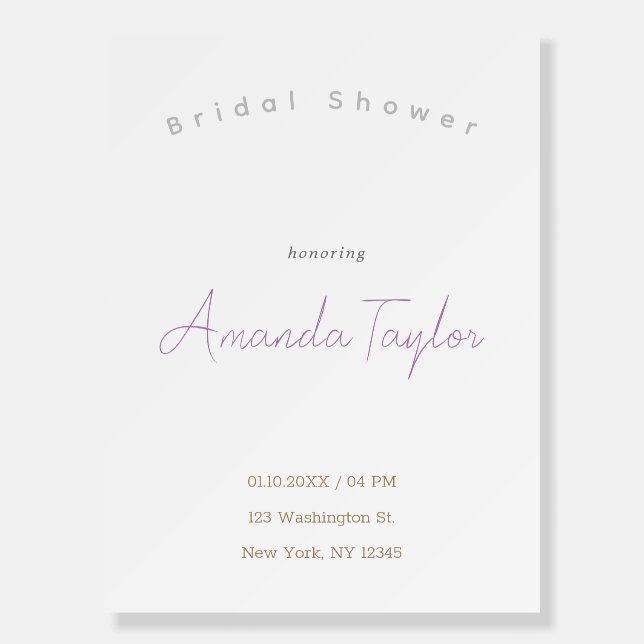 Minimalist Modern Cute Bridal Shower Foam Board (Front)