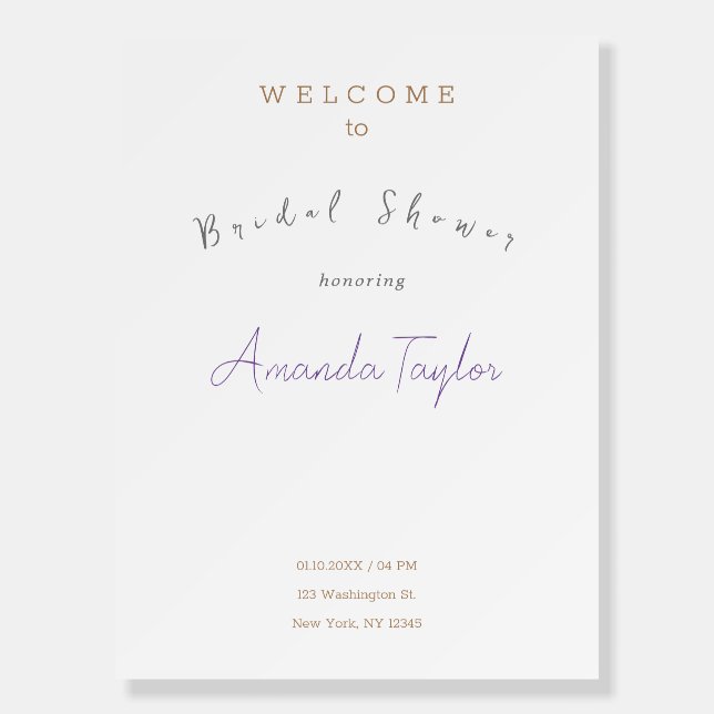 Minimalist Modern Cute Bridal Shower Foam Board (Front)