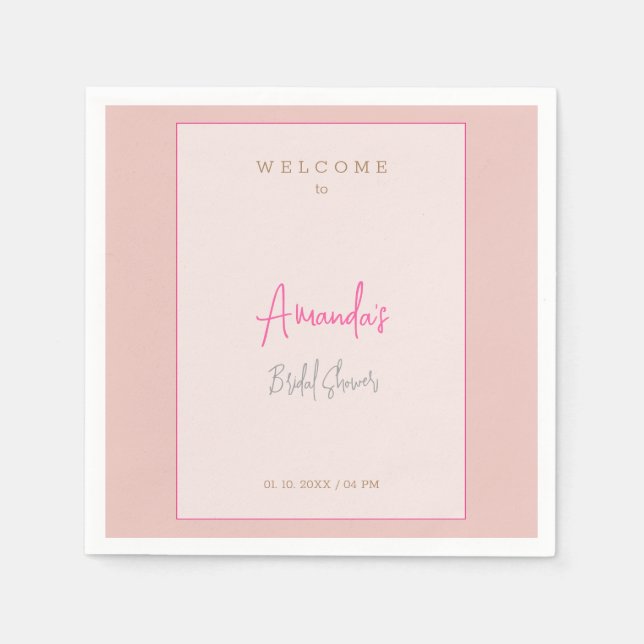 Minimalist Modern Cute Bridal Shower  Napkins (Front)