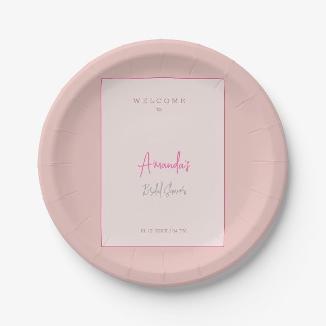 Minimalist Modern Cute Bridal Shower  Paper Plates (Front)