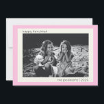 Minimalist Modern Cute Pink Hanukkah Photo Holiday Card<br><div class="desc">Celebrate Hanukkah with this minimalist and modern photo holiday card, featuring a cute pink border for a touch of warmth and charm. The simple and clean design allows your photo to take center stage, while the editable text lets you personalize your holiday greeting. Perfect for sending warm wishes to loved...</div>