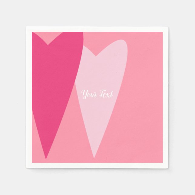 Minimalist Modern Cute Pink Hearts Custom Napkins (Front)