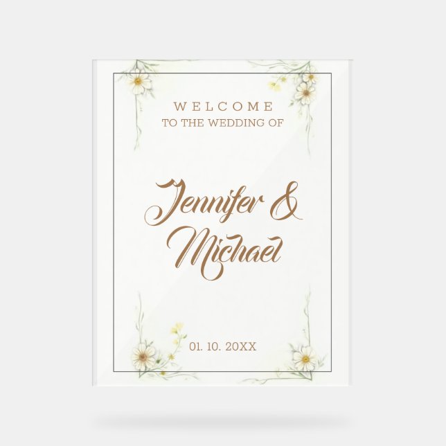 Minimalist Modern Cute Wedding Welcome Acrylic Sign (Front)