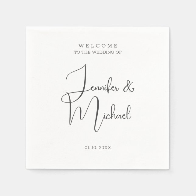 Minimalist Modern Cute Wedding Welcome Napkins (Front)