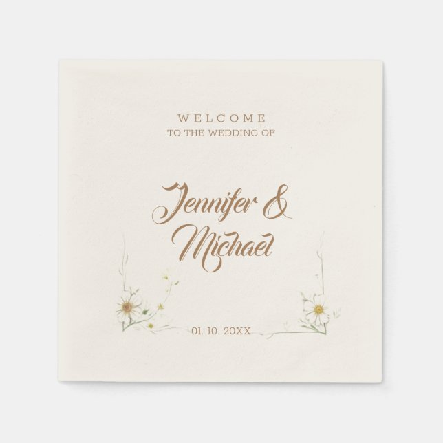 Minimalist Modern Cute Wedding Welcome Napkins (Front)