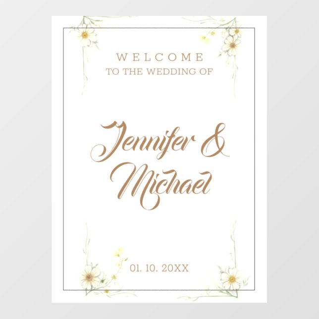Minimalist Modern Cute Wedding Welcome Wall Decal (Front)
