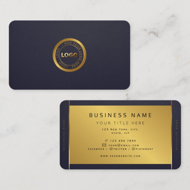 Minimalist Modern Dark & Gold professional Logo Business Card (Front/Back)