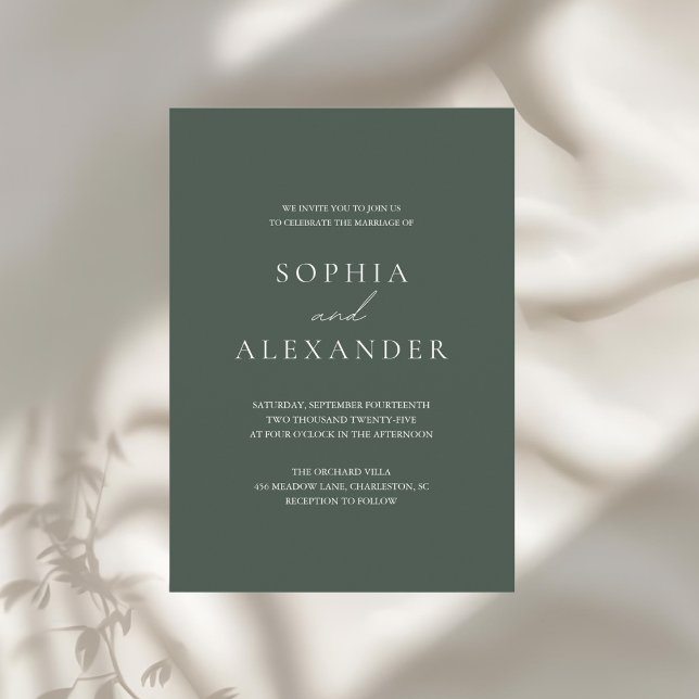 Minimalist Modern Dark Green Wedding   Invitation (Creator Uploaded)