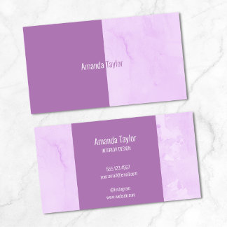 Minimalist Modern Dark Purple Watercolor Business Card